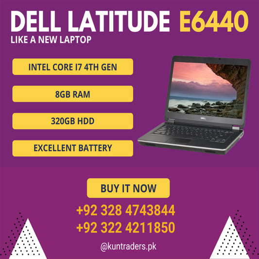 Dell Latitude E6440 Core i7 4th Gen, 8GB, 320GB Hard Disk 14" HD Windows 11 Like A New Laptop
