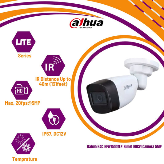 Dahua HAC-HFW1500TLP-Bullet HDCVI Camera 5MP