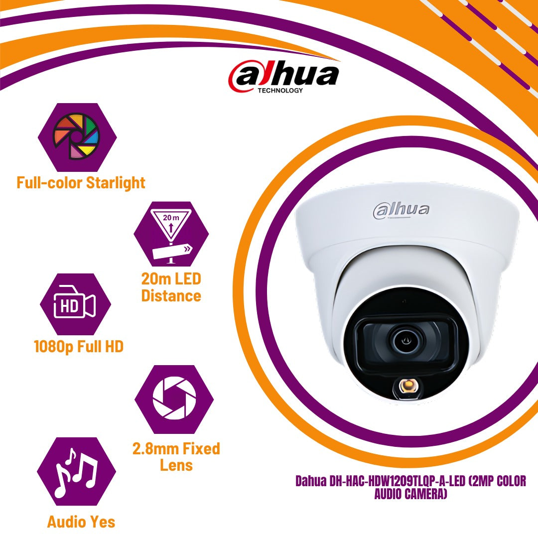 Dahua DH-HAC-HDW1209TLQP-A-LED (2MP COLOR AUDIO CAMERA)