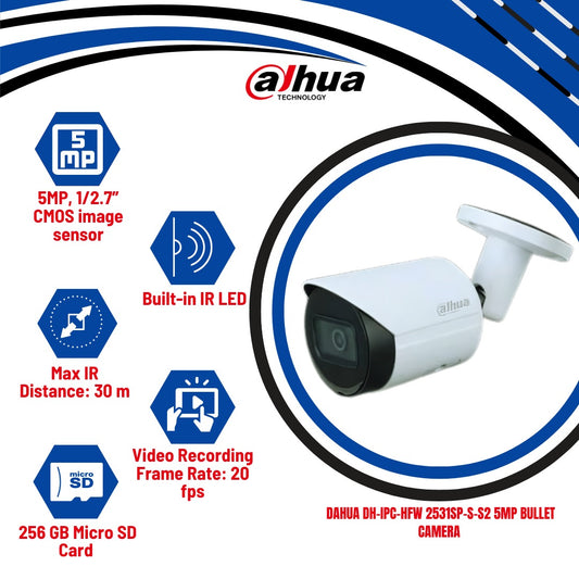 DH-IPC-HFW 2531SP-S-S2 | Dahua 5MP Bullet Camera | KUN TRADERS