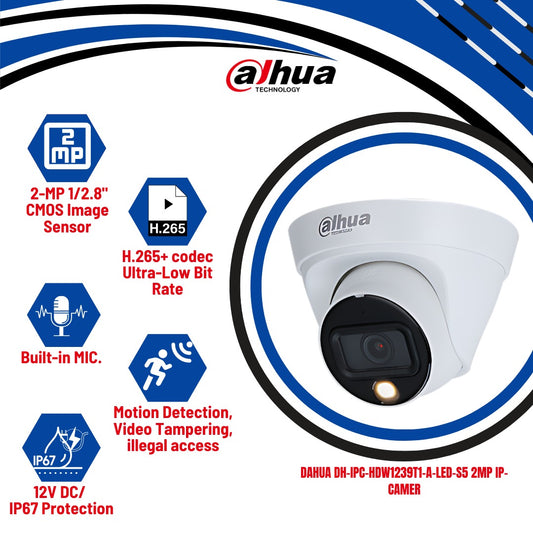 2 MP IP-camera Dahua DH-IPC-HDW1239T1-A-LED-S5 -KUN TRADERS