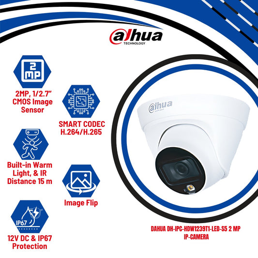 2 MP IP-camera Dahua DH-IPC-HDW1239T1-LED-S5 -KUN TRADERS