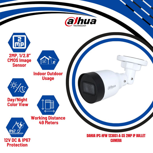 DAHUA IPC-HFW 1230S1-A-S5| 2MP IP Bullet Camera