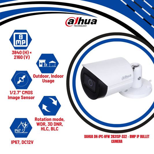 Dahua DH-IPC-HFW 2831SP-SS2 - 8MP IP Bullet Camera - KUN TRADERS