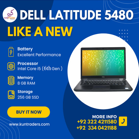 DELL Latitude 5480 - Intel Core i5 6th Gen - 8GB RAM, 256GB SSD - 14inch Screen Display Like A New Laptop